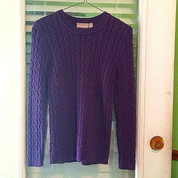 Croft & Barrow medium purple long sleeved crew neck cardigan - Picture 1 of 5